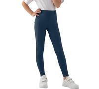 MoFiz Pantaloni Equitazione Bambina Pantaloni alla Zuava a Seduta Intera con Silicone Leggins Equitazione con Tasca per L'Estate Blu 140-158