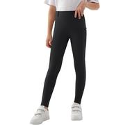 MoFiz Pantaloni Equitazione Bambina Pantaloni alla Zuava a Seduta Intera con Silicone Leggins Equitazione con Tasca per L'Estate Nero 140-158