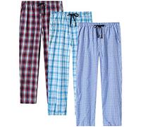 MoFiz Pantaloni Pigiama Uomo Cotone Lungo Pantaloni a Quadretti con Tasche 3 Pack-F, L