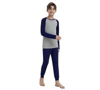 MoFiz Pigiama Bambino Morbido Due Pezzi Maglietta Manica Lunga e Pantaloni con Tasche Autunnale Invernale Ragazzo Pigiami Set 8-18 Anni