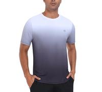 MoFiz Rashguard Anti-UV Homme Manches Courts T Shirt Séchage Rapide Surf UPF 50+ pour Natation Surf Plongée Plage Colori Sfumati Celeste EU M