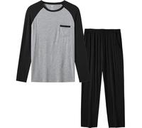 MoFiz Set Pigiama Uomo a Maniche Lunghe, Pigiama Due Pezzi da Uomo, Set Pigiami Uomo L'hiver Inverno Morbido e Confortevole