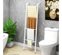 MOFLUT Scala portasciugamani da parete bianca a 4 ripiani decorativa per asciugamani da soffitto bagno camera da letto soggiorno