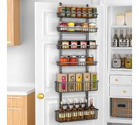 Moforoco 6-Tier Over The Door Pantry Organizer, Pantry Organization and Storage, Black Hanging Basket Wall Spice Rack Seasoning Shelves, Home & Kitchen Laundry Room Bathroom Essentials accessories