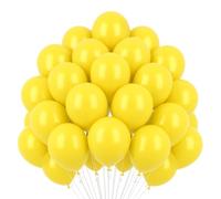 MOFOVS | 50 Palloncini Gialli 30 Cm Colori Vivaci Lucenti 2a Generazione Lattice Naturale Biodegradabili Ecologici Gonfiabili Aria Elio Acqua Baby Shower Battesimo Compleanno Feste di Laurea Arco