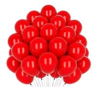 MOFOVS | 50 Palloncini Rossi 30 Cm Colori Vivaci Lucenti 2a Generazione Lattice Naturale Biodegradabili Ecologici Gonfiabili Aria Elio Acqua Baby Shower Battesimo Compleanno Feste di Laurea Arco