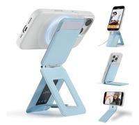 MOFT Treppiede per Smartphone, 3 in 1 Cellulare Portafoglio e Supporto Regolabile Supporto Magnetico Porta Carte Mini Treppiede Supporto NFC Supportato MOVAS Pelle Vegana, Nebbia Di Ghiaccio Blu