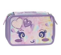 MOFU MOFU - Astuccio Scuola Ufficiale Mofu Mofu, Astuccio 3 Scomparti Bambina e Bambino con Set Cancelleria, Penne Cancellabili blu e rossa, e Pratica Chiusura a Zip, 20x13Hx7 cm, Lilla