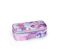 MOFU MOFU - Astuccio Scuola Ufficiale Mofu Mofu, Astuccio Ovale per Bambine, Ideale per Riporre la Cancelleria, con Divisorio Interno e Passanti Elastici, Pratica Chiusura a Zip, 22x7,5Hx11 cm, Lilla
