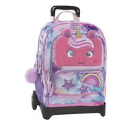 MOFU MOFU - Zaino Scuola Trolley Mofu Mofu, Maniglia Regolabile, Trolley Staccabile, Spallacci Imbottiti e Regolabili, 2 Scomparti Principali, Tasca Frontale, Chiusure A Zip, 34x52Hx22 cm, Lilla