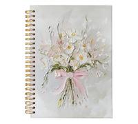 MOFUYU Diario a spirale con fiocco rosa da donna, motivo coquette floreale estetico, taccuino alla moda, per la scuola per ragazze, per appunti, scrittura e regali, formato A5, 14 x 20 cm