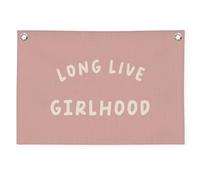 MOFUYU Striscione in tela di lino con scritta "Long Live Girlhood", da appendere alla parete, decorazione per camera delle ragazze, asilo e camera da letto degli adolescenti, 50 x 76 cm