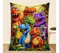 MOFXWHE Coperta con dinosauri, 150 x 130 cm, super morbida, per bambini, ragazzi, ragazze, in pile, per bambini, grande e confortevole, come regalo per letto, divano, divano