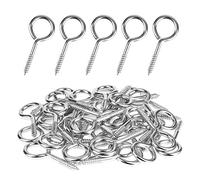 MOGADEE® 10 viti a occhiello in acciaio inox, occhielli a vite in acciaio inox M4, 50 mm, vite ad anello, ganci per gancio a vite, occhielli a vite con filettatura in legno, ganci per appendere una