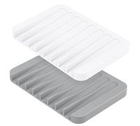 MOGADEE® Portasapone, 2 pezzi, portasapone in silicone con scarico, portasapone in silicone per bagno, doccia, design antiscivolo, portasapone per bagno, cucina, contatore