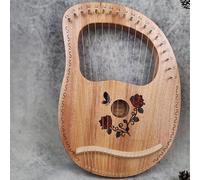Mogano Arpa Lira Portatile 19 Corde Lyre Harp con Chiave di Sintonia Panno per La Pulizia Guida All'apprendimento, Arpa a Leva per Il Matrimonio, Compleanno(Rose)