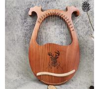 Mogano Arpa Lira Portatile 19 Corde Lyre Harp con Chiave di Sintonia Panno per La Pulizia Guida All'apprendimento, Arpa a Leva per Il Matrimonio, Compleanno(Deer C)