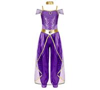 Moggemol Costumi Fancy Dress Bambine Arabe Principessa Halloween Il Cosplay Le Feste E Le Danze Del Ventre Viola 13-14 anni