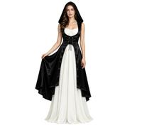 Moggemol Donna Costume Rinascimentale Giubbotto Medioevale Donne Carnevale | Per Il Cosplay Della Fiera Rinascimentale,Gilet Esterno Con Cappuccio In Stile Corsetto,Tinta Unita,Natale,San Valentino