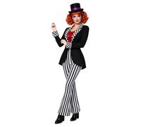 Moggemol Donna Tuta Circo Costume Di Direttore Di Per Halloween Paillettes | Pantaloni Ventaglio Con Vita Alta,Design Frac Falso,Decorazione Quadretti Colletto E Maniche,Giacca Lunghe Corpo,Gambe Intere