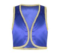 Moggemol Gilet per bambini abbigliamento da principe arabo giacca senza maniche costume per carnevale halloween oriente abito da genio della lampada Blu 13-14 anni