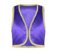 Moggemol Gilet per bambini abbigliamento da principe arabo giacca senza maniche costume per carnevale halloween oriente abito da genio della lampada Viola 9-10 anni