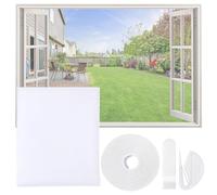 MOGITO Rete Zanzariera per Finestre, Zanzariera Fissa con Nastro Adesivo, Rete Molto Resistente, Zanzariera Tagliata individualmente su misura per tutte le finestre fino a 130 x 110 cm, Bianco
