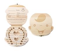 Mogoko - Scatolina per denti da latte, alta qualità, con pinza, in legno, lingua francese