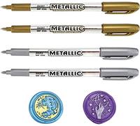 Mogokoyo Set di 4 pennarelli per sigillo di cera, colore oro e argento, per ceralacca (4)