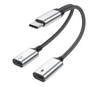 MOGOOD 60W Cavo Splitter USB C, Cavo Splitter di Ricarica Veloce Tipo C con Trasferimento Dati, Adattatore USB C 2 in 1 per iPhone 16/15, Macbook, Laptop, Tablet, Cuffie, Telefono (NON per Monitor)