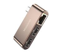 MOGOOD Adattatore da USB C a Ethernet Adattatore di rete LAN Gigabit Ethernet Type-C 1Gbps 3-in-1 da USB a RJ45 per MacBook Pro/Air, iPhone 15 Pro/Max, Dell XPS, Galaxy S8-S23 e altro ancora