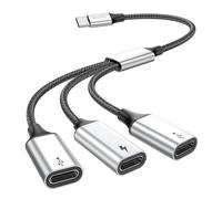 MOGOOD Adattatore da USB C a presa USB C Cavo USB splitter a Y, convertitore da spina USB C a cavo a 3 prese USB-C, 3 porte USB C hub di ricarica adattatore di alimentazione splitter per laptop