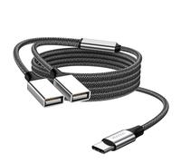 MOGOOD Adattatore USB C a Doppia USB A Femmina 2.0, Cavo OTG a Y da 1 metro Nero - Supporta Ricarica e Trasferimento Dati Simultanei - Compatibile con Google Pixel, Samsung Galaxy S20/S22/S9/Note 8