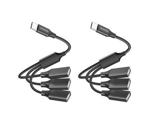 MOGOOD Cavo sdoppiatore USB a 3 porte, sdoppiatore USB tipo B 1 maschio a 3 femmine USB Adattatore a Y Cavo di alimentazione Hub di prolunga per ricarica rapida/Trasferimento dati/Laptop/Mac/Auto