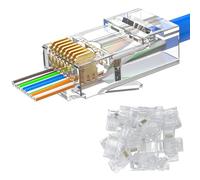 MOGOOD Connettore Cat 6 Pass Through, Spina RJ45 Modulare Ethernet 25 Pezzi, Adatto per Cavi a Coppia Solida e Torsionata Cat6/Cat5/Cat5e UTP