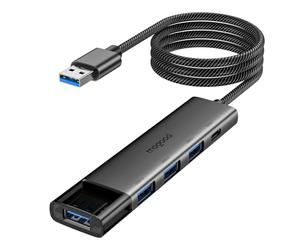 MOGOOD Hub USB 3.0, Hub USB a 4 porte da 5Gbps con alimentazione di tipo C, adattatore USB multiplo, estensore USBA compatibile con laptop, PC, PS5, MacBook Pro/Air e altro（1M）