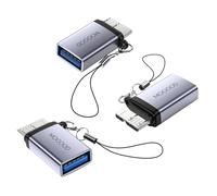 MOGOOD Micro B Plug to USB Adattatore femmina, Micro B a USB3.0 femmina, Micro B a USB Adattatore dati femmina Adattatore convertitore corto per computer, laptop, dischi rigidi esterni (3 confezioni)