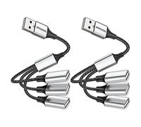 MOGOOD Sdoppiatore USB 2.0 1 Maschio a 3 Femmine, Cavo Multiporta Intrecciato per Ricarica e Trasferimento Dati, Compatibile Laptop, PC, Smart TV, Stampanti, Dispositivi USB