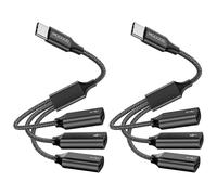 MOGOOD Splitter 3 in 1 da USB-C a USB-C (2 Pizze), 480 Mbps, Potenza di Ricarica PD 60W, Convertitore da Tipo C Maschio a 3*Tipo C Femmina, Adatto per Laptop, PC, Table, Smartphone