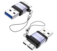 MOGOOD USB Plug to Micro B Plug Adapter, USB 3.0 Plug to Micro B, Micro B a USB Plug Adapter Adattatore di ricarica dati Adattatore convertitore corto per computer, computer portatili (2 confezioni)