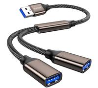 MOGOOD USB Splitter, USB 3.0 Splitter Y Cavo, Tipo A Maschio a Dual Tipo A Femmina Y Hub Estensione del cavo di alimentazione per la trasmissione/ricarica per laptop, Mac, HDD, PS