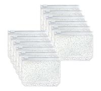 Mogoostry Tasche trasparenti per raccoglitori A8, con cerniera, 5 fori, 12 tasche trasparenti glitterate con cerniera, mini buste per contanti e monete