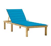 Mogou Sdraio con cuscino, Sdraio da giardino, Sdraio da esterno, Amaca e Sdraio da spiaggia, Sedia Relax, Sedie in Terrazza, Blu Legno di Pino impregnato