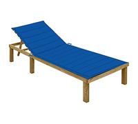 Mogou Sdraio con cuscino, Sdraio da giardino, Sdraio Esterno, Amaca e Sdraio Spiaggia, Amaca Terrazza, Sedie in Terrazza, Blu Royal Legno di Pino impregnato