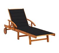 Mogou Sedia a sdraio da giardino con cuscino, Sdraio da esterno, Mobili da Terrazza, Sdraio da giardino, Sedia da giardino, Amaca Terrazza, Mobili da Terrazza Esterni, Legno massello di acacia