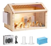 MOGOULUA Incubatrice per pulcini, in legno, con termometro e lampada termica, per anatre, pollame, rettili e piccoli animali, 58 x 40 x 40 cm