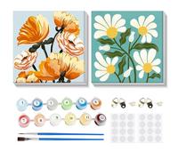 MOGTAA 2 Pack I fiori Dipingere con i numeri con Cornice, Pittura per Numero Kit per Adulti Bambini, Kit per Dipingere con i Numeri per la decorazione domestica e regali 20x20cm