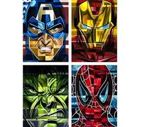 MOGTAA 4 Pack Cartone animato Diamond Painting Kit Completo, Gli eroi Kit di pittura a diamante 5D fai da te, Diamond Painting Bambini Adulti, Strass Painting Decorazione per Casa 30x40cm