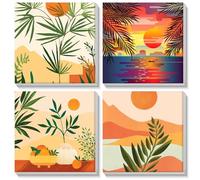 MOGTAA 4 Pack Paesaggio Dipingere con i numeri con Cornice, Pittura Per Numero Kit Per Adulti Bambini, Kit per Dipingere con i Numeri per la decorazione domestica e regali 20x20cm