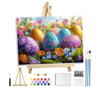 MOGTAA Dipingere le uova di Pasqua con i numeri, per adulti con cornice, dipingi con i numeri, con cavalletto in legno, fai da te, pittura a olio, immagini acriliche, per decorazione della casa, 20 x